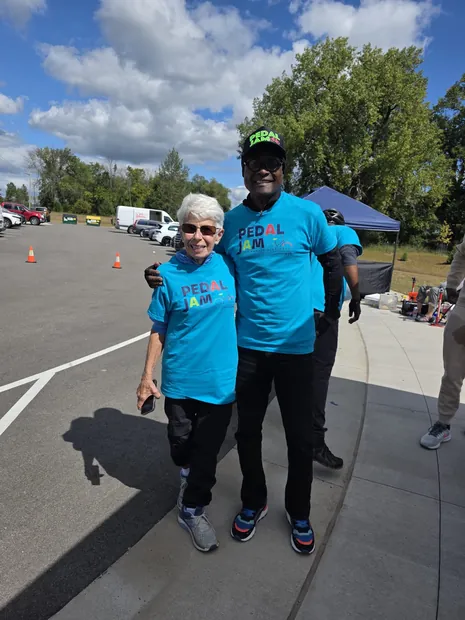 Wynfred Russell at a community bike event